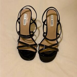 Steve Madden Glossy Black Strappy Heels